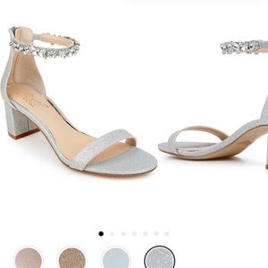 Jewel Badgley Mischka ankle strap sandal.